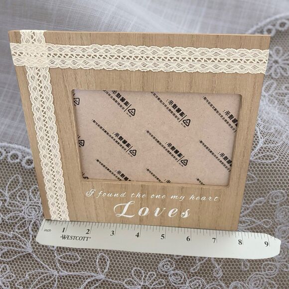 Rustic 6x4 Photo Frame Lace Trim “I Found the One My Heart Loves” Shabby Chic - Picture 5 of 7